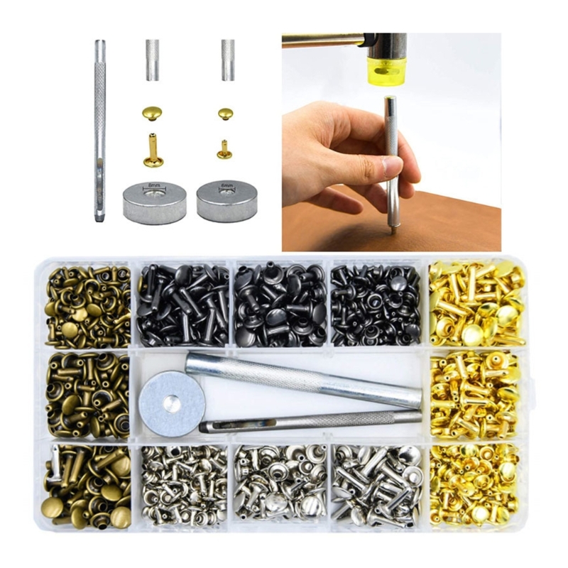 180 가죽 리벳 세트, 4 색 더블 캡 리벳, 관형  - Rivet Setter Tool 리뷰 및 가격